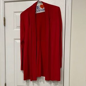 Susan Graver Vibrant Red Open Front Cardigan